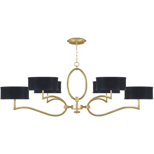 Allegretto 6 Light 63 inch Gold Chandelier Ceiling Light in Gold Leaf, Black Fabric