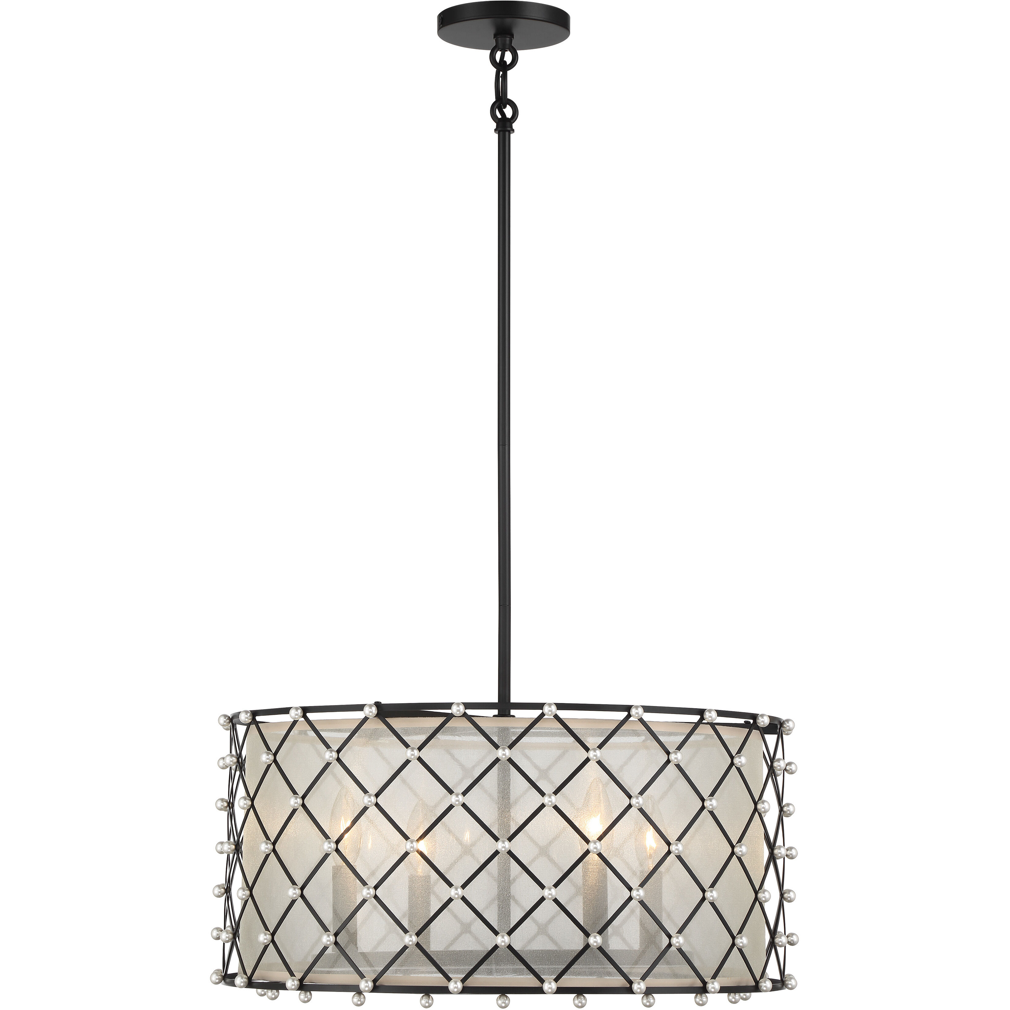 Sheer Elegance 4 Light 21.25 inch Coal Convertible Pendant Ceiling Light