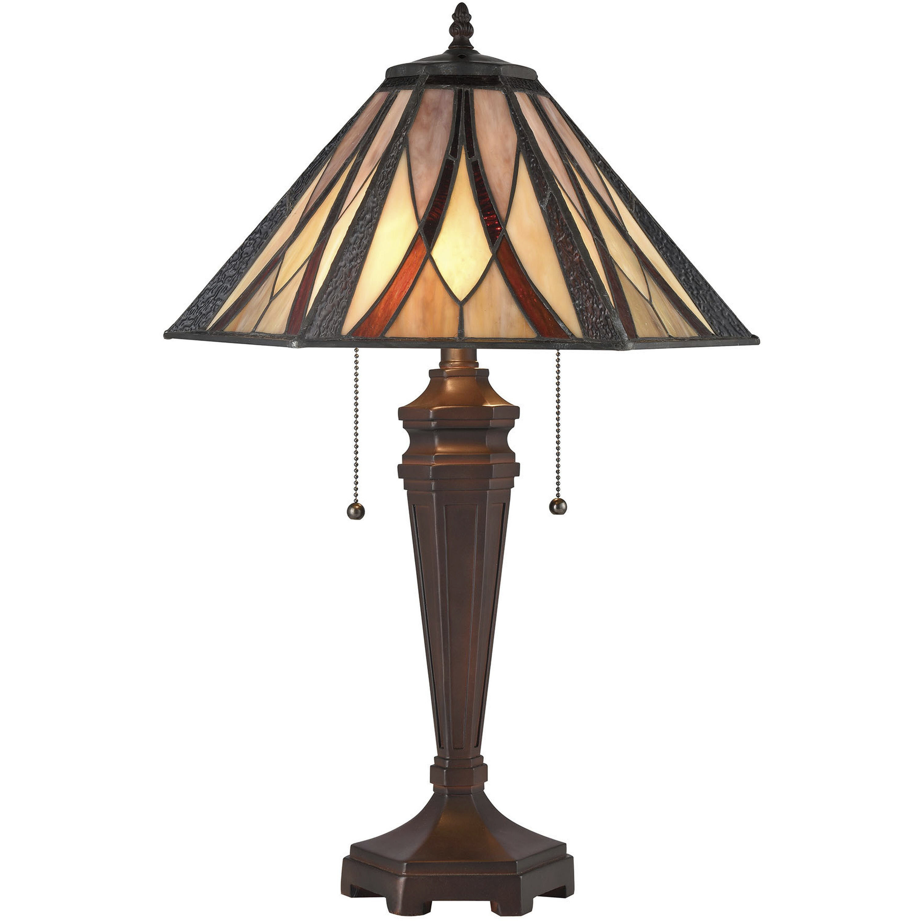 Foursquare 24 inch 60 watt Tiffany Bronze Table Lamp Portable Light