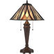 Foursquare 24 inch 60 watt Tiffany Bronze Table Lamp Portable Light