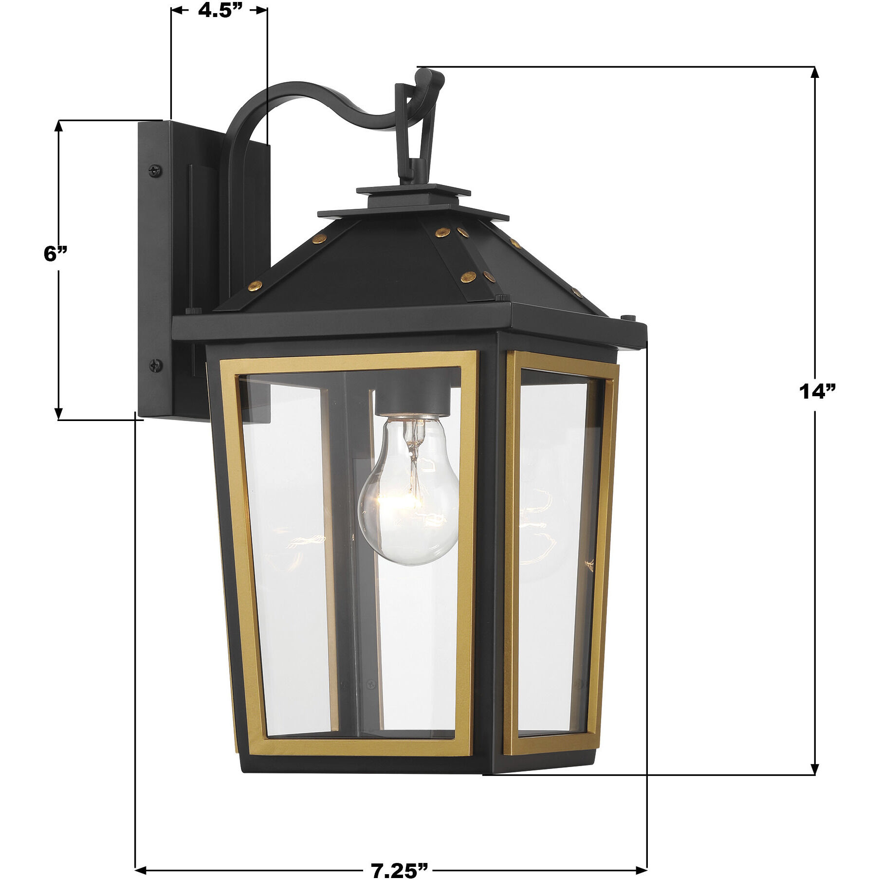 Hawkins Wall Sconce Wall Light in Matte Black and Textured Gold