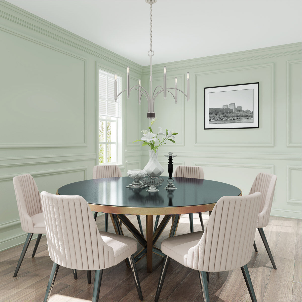 Wisteria 6 Light 26 inch Brushed Nickel Chandelier Ceiling Light