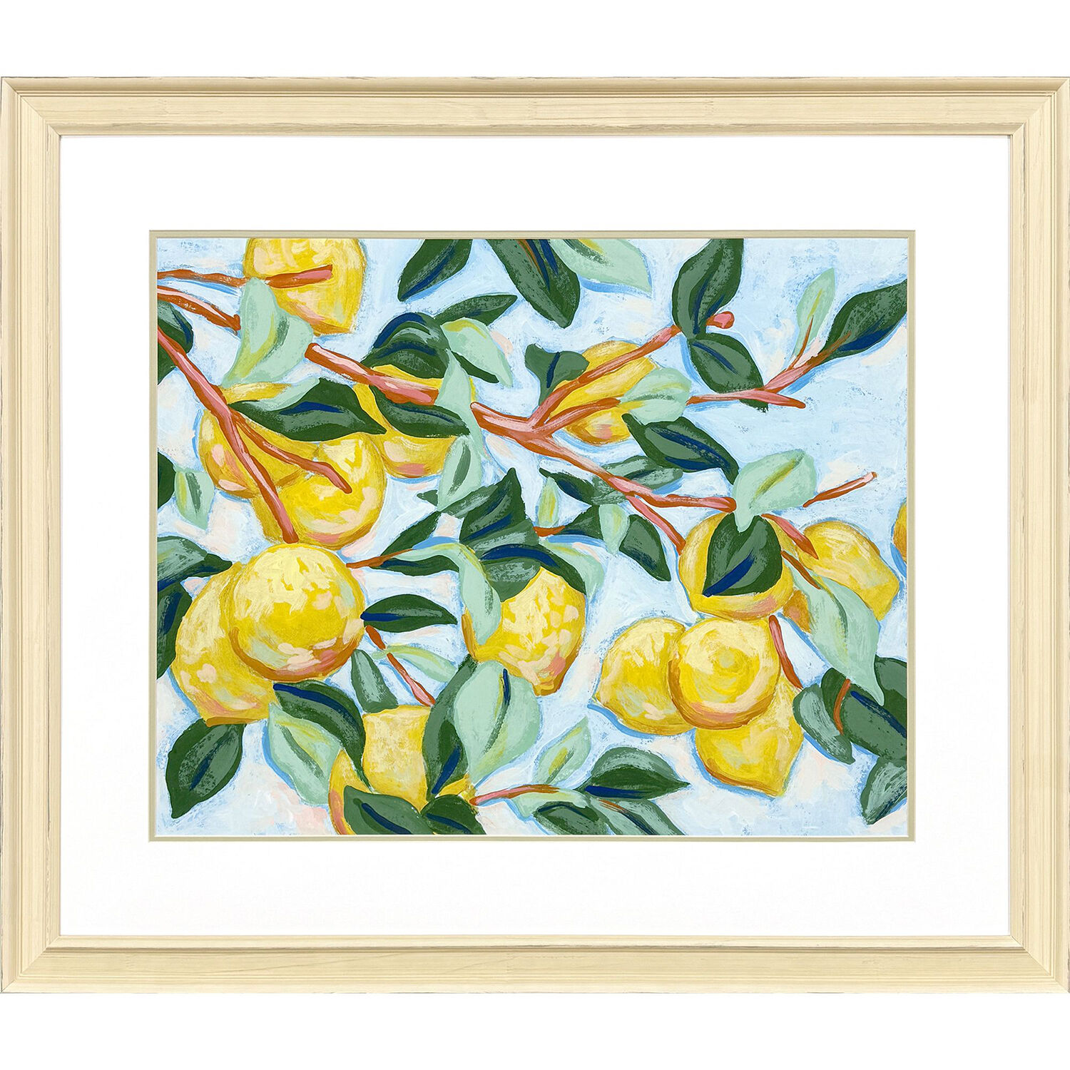 Sunshine Citrus Yellow and Blue and Green Framed Art
