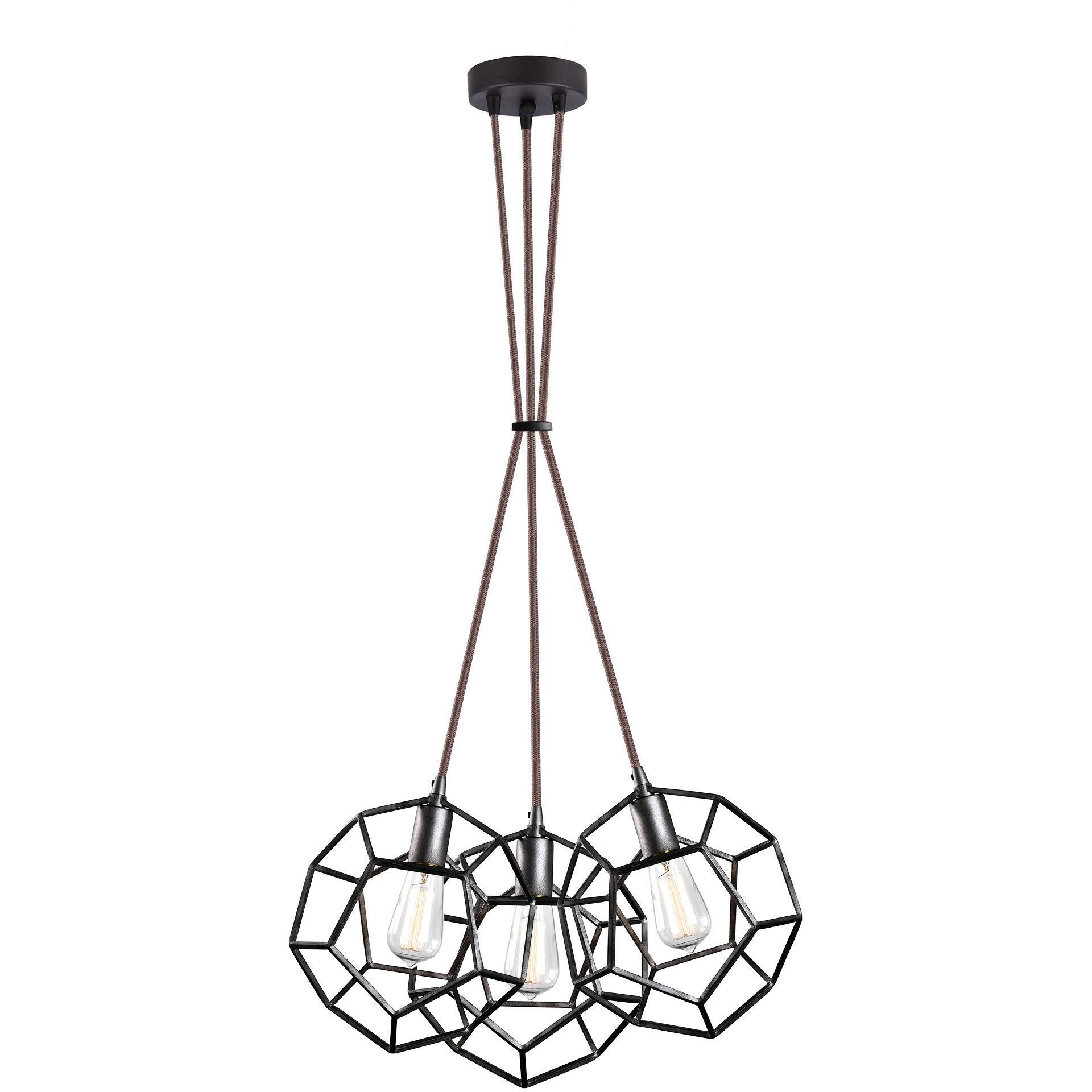 Geometry Series 3 Light 4 inch Rusty Black Pendant Ceiling Light