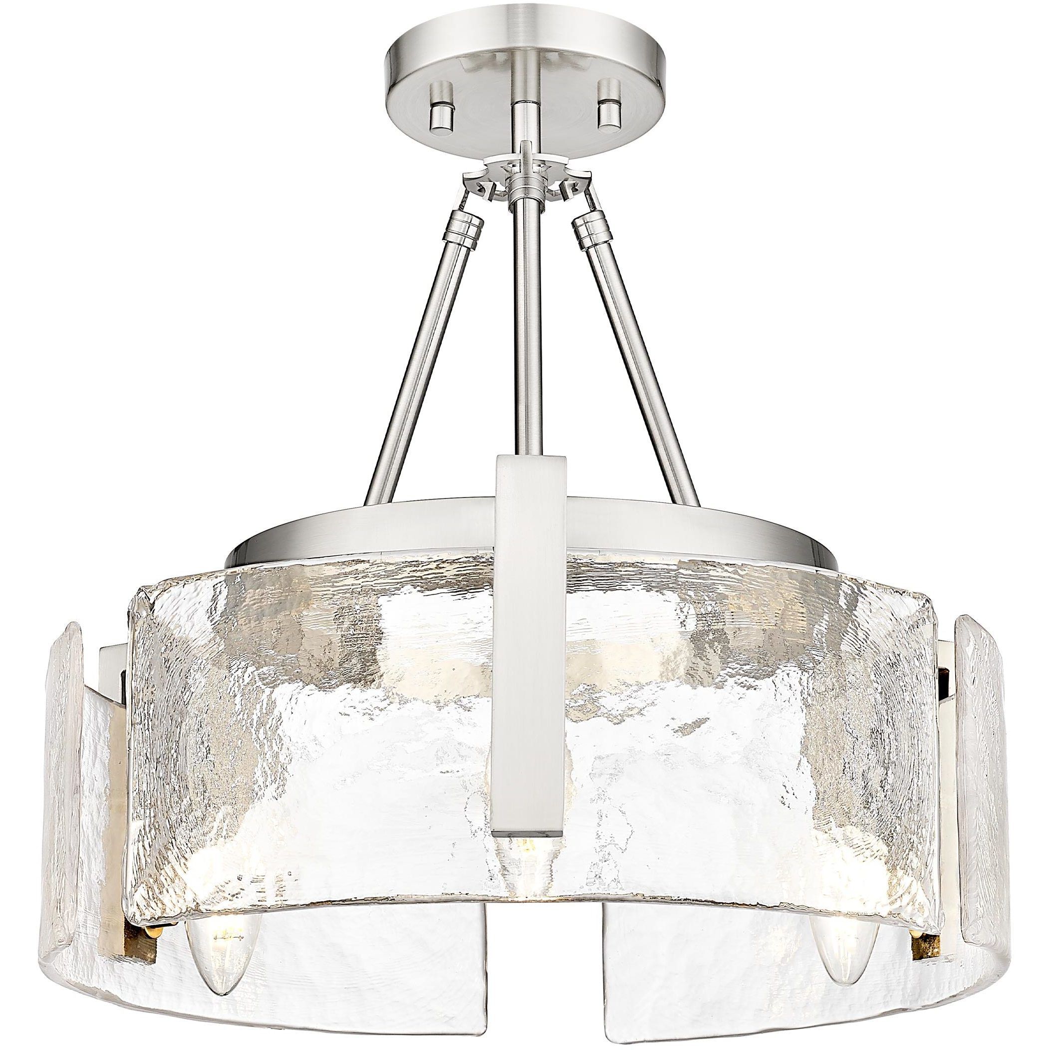 Aenon 3 Light 16.5 inch Pewter Semi-Flush Mount Ceiling Light