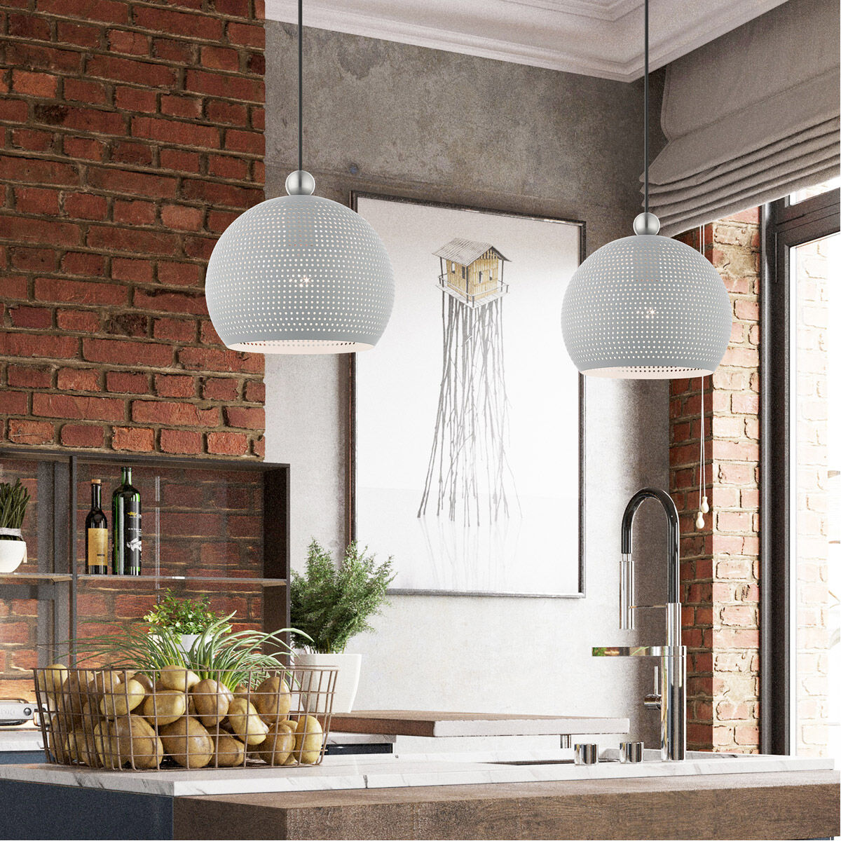 Dublin 1 Light 10 inch Nordic Gray with Brushed Nickel Accents Pendant Ceiling Light