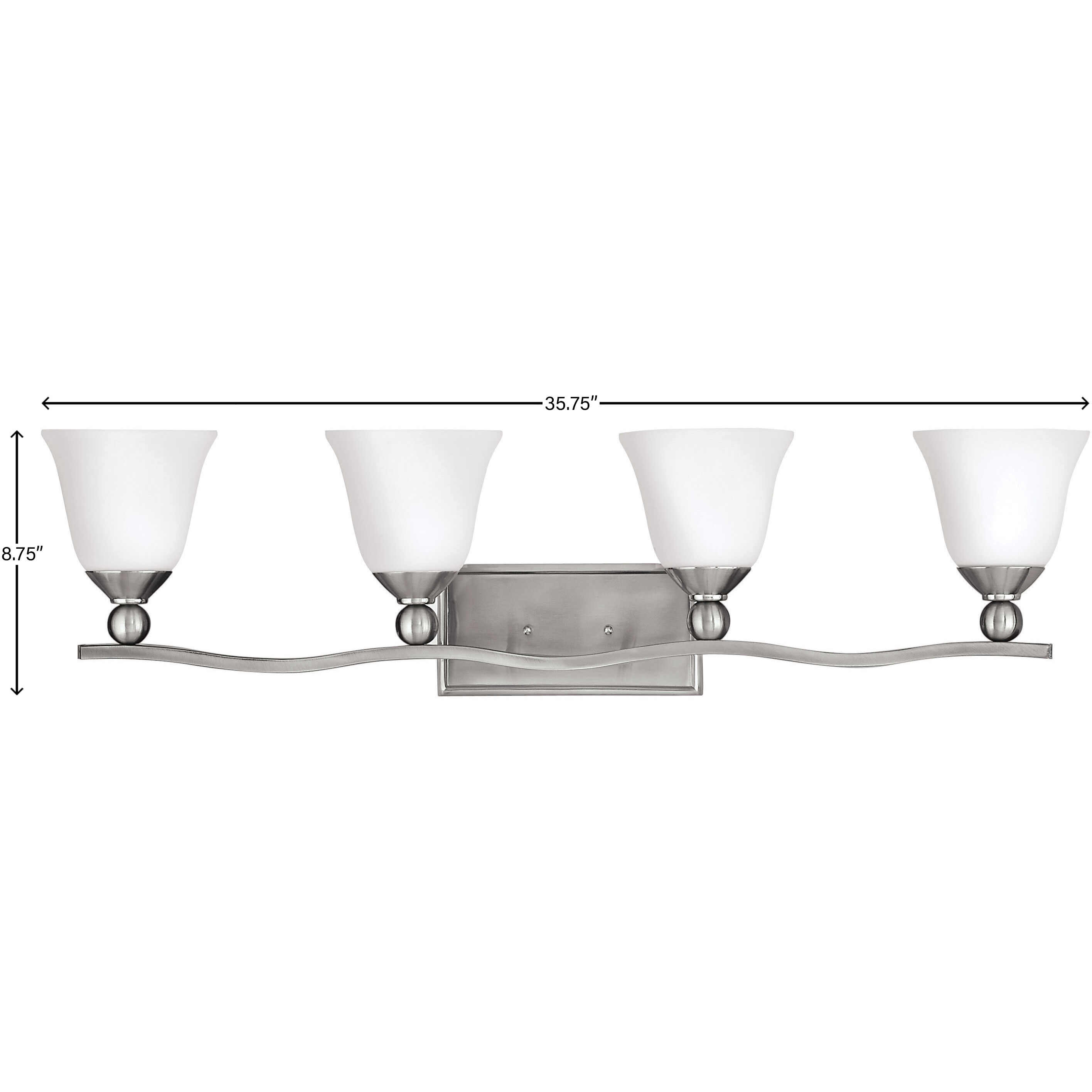 Bolla 4 Light 35.75 inch Brushed Nickel Vanity Light Wall Light in White