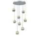 Cabochon LED Classic Silver with Travertine Stone Pendant Chandelier Ceiling Light in 3000K LED, Smoke