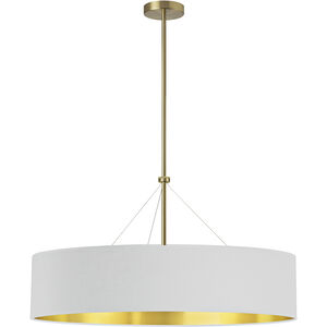 Pallavi 4 Light 30 inch Aged Brass Chandelier Ceiling Light in White/Gold Jewel Tone