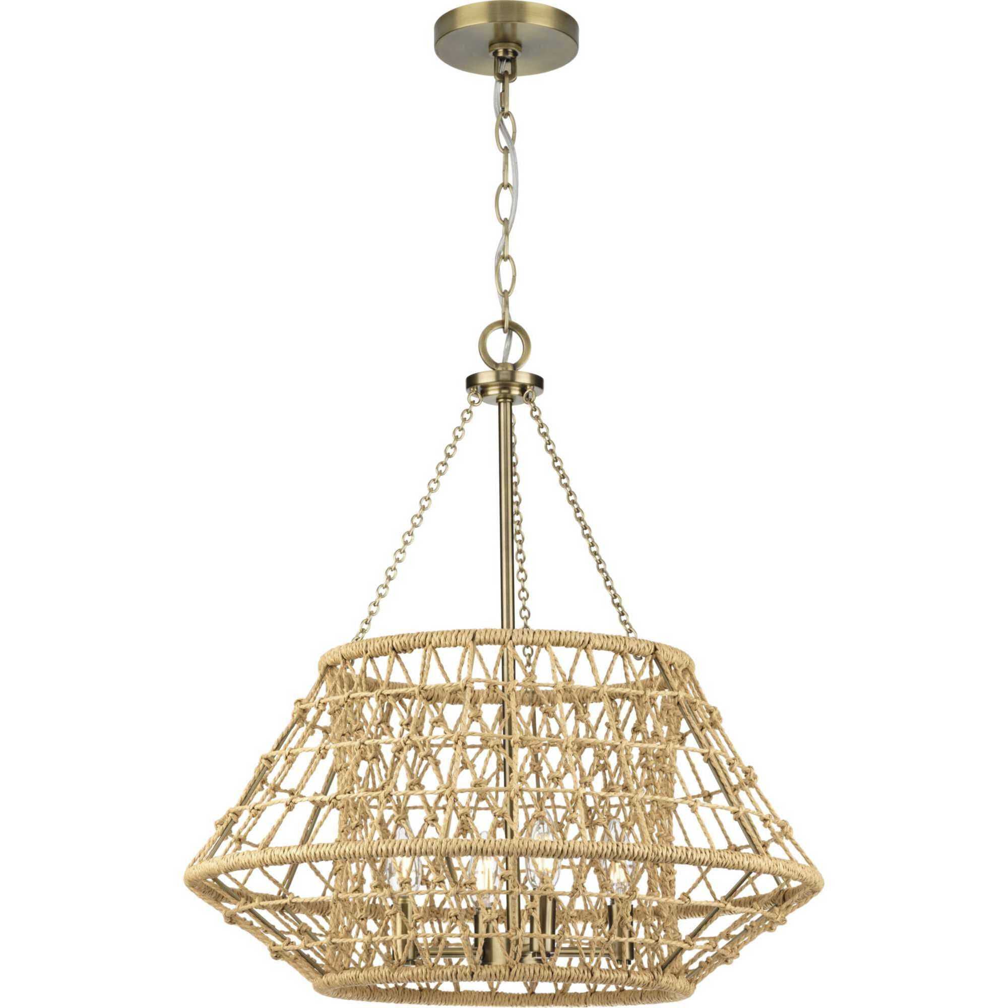 Laila 4 Light 22.37 inch Vintage Brass Chandelier Ceiling Light, Design Series