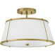 Clarke 2 Light 15 inch Lacquered Dark Brass Semi-Flush Mount Ceiling Light in Lacquered Dark Brass with Off White