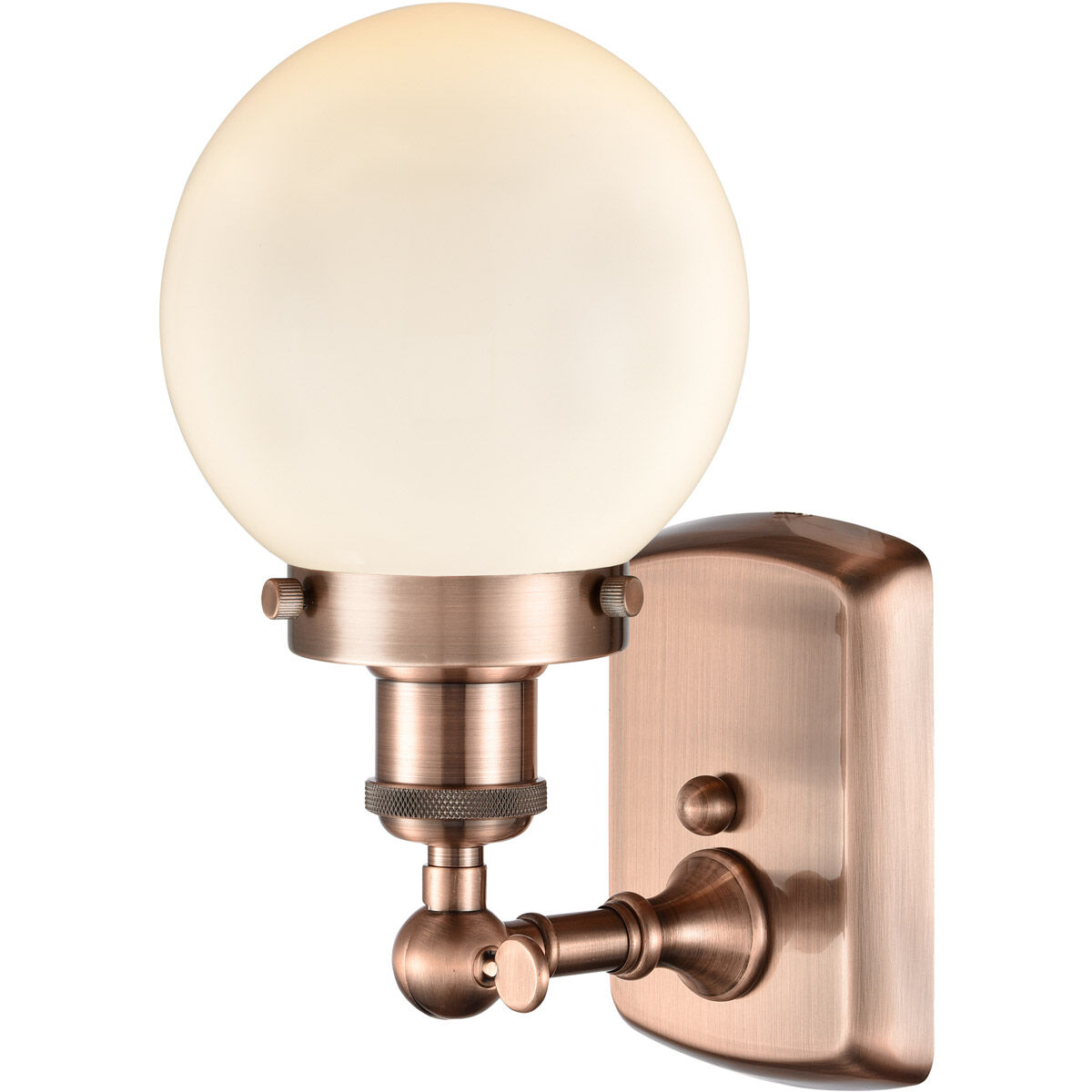 Ballston Beacon LED 6 inch Antique Copper Sconce Wall Light in Matte White Glass