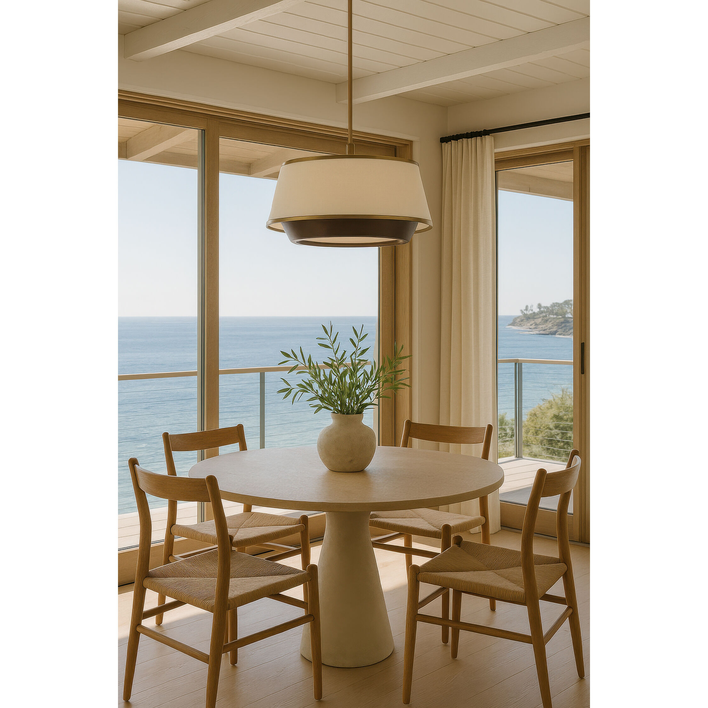 Desert Flyer 6 Light 26 inch Satin Brass with Medium Walnut Pendant Ceiling Light