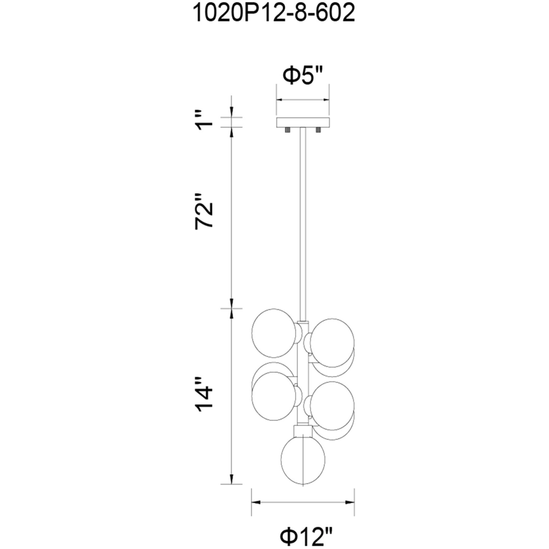 Arya 8 Light 12 inch Black Pendant Ceiling Light