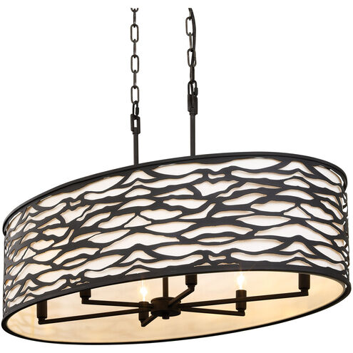 Kato 6 Light 36 inch Black Pendant Ceiling Light in Carbon