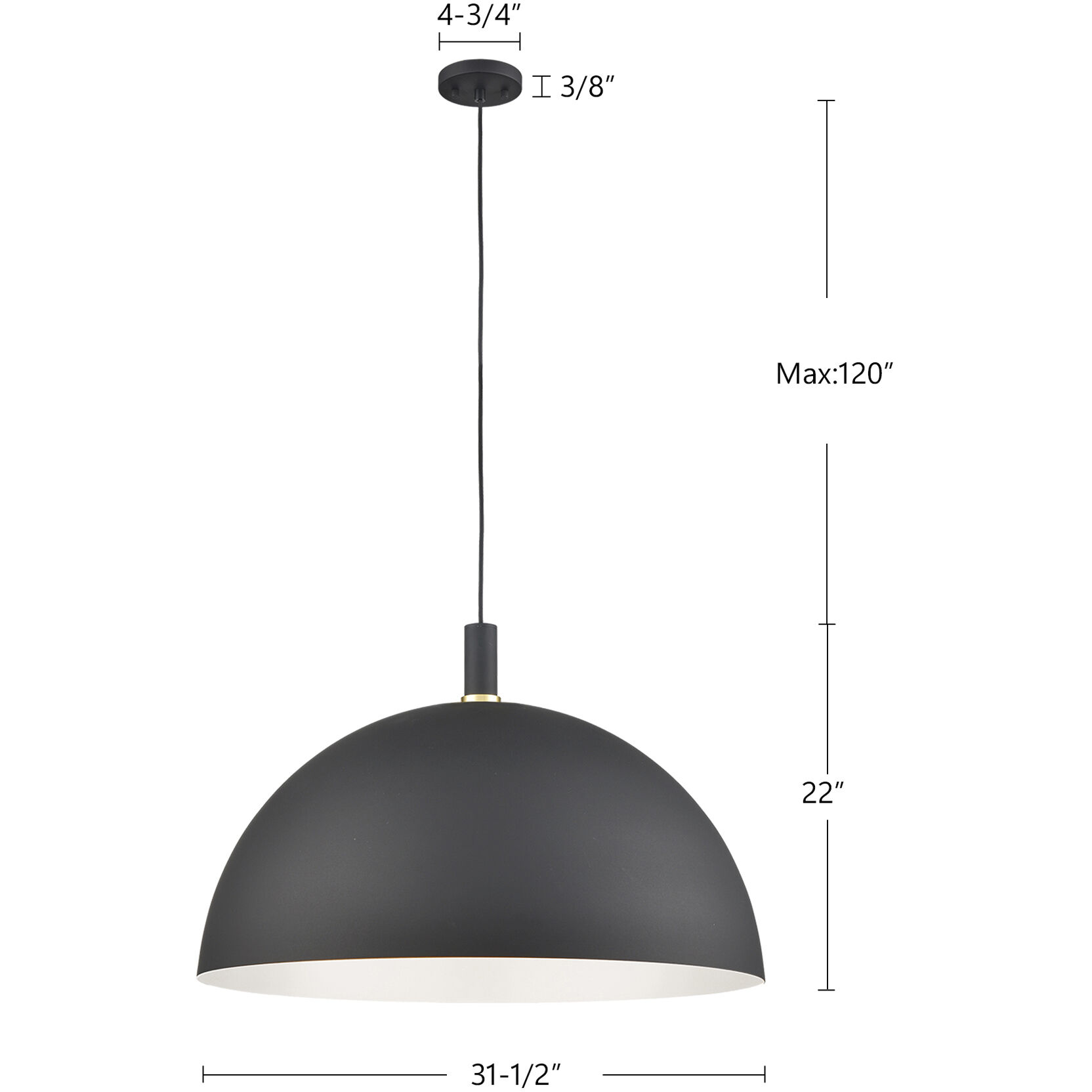 Archibald Pendant Ceiling Light in Brushed Nickel with Black Detail