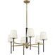 Saunders 6 Light 30 inch Black with Lacquered Brass Chandelier Ceiling Light