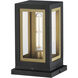 Neoclass 11.5 inch 60 watt Black and Gold Outdoor Deck Lantern in Clear