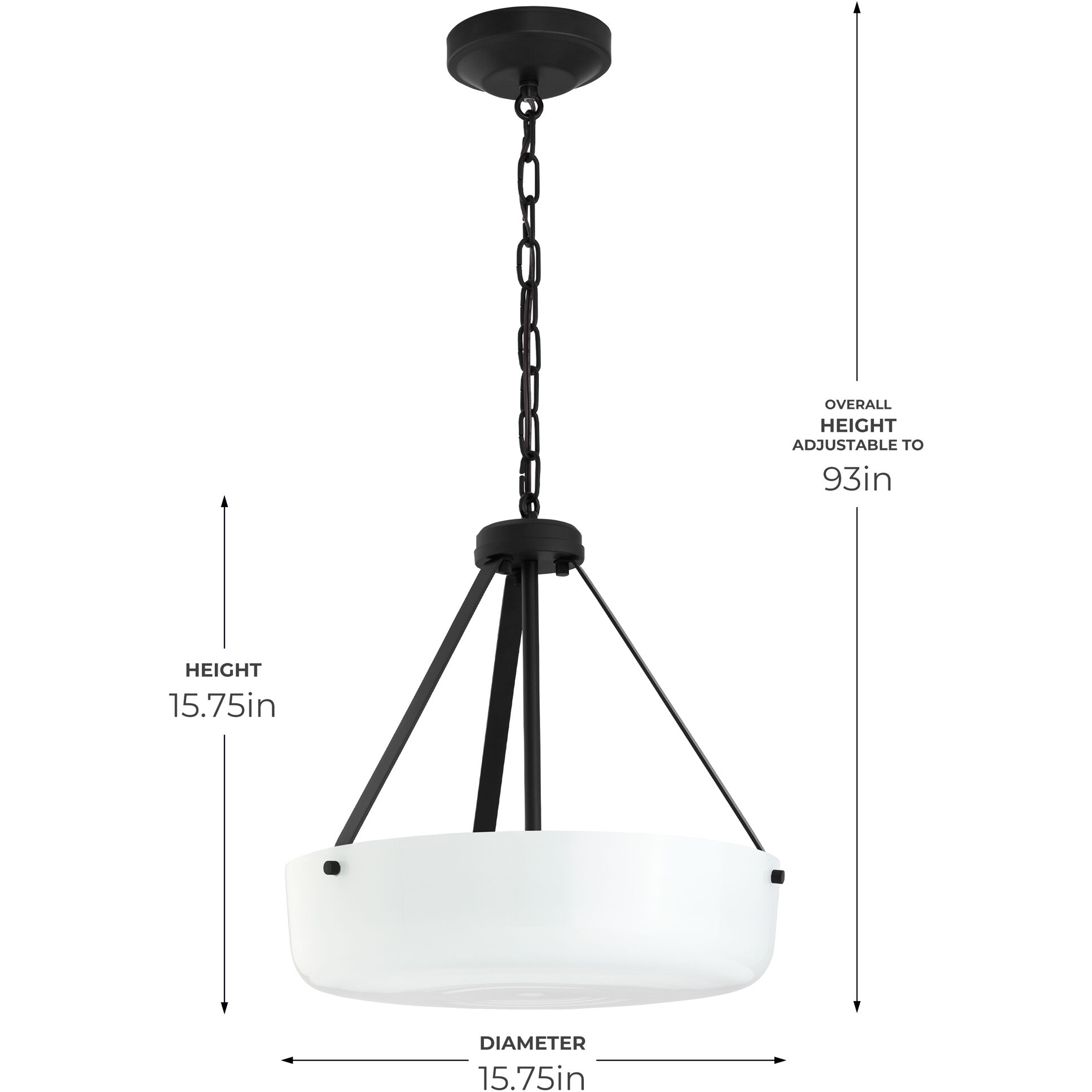 Lieon 3 Light 15.75 inch Black Convertible Pendant Ceiling Light