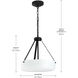 Lieon 3 Light 15.75 inch Black Convertible Pendant Ceiling Light