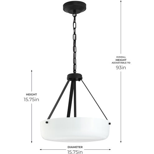 Lieon 3 Light 15.75 inch Black Convertible Pendant Ceiling Light