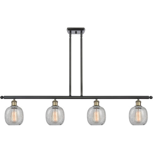 Ballston Belfast LED 48 inch Black Antique Brass Island Light Ceiling Light in Clear Crackle Glass, Ballston