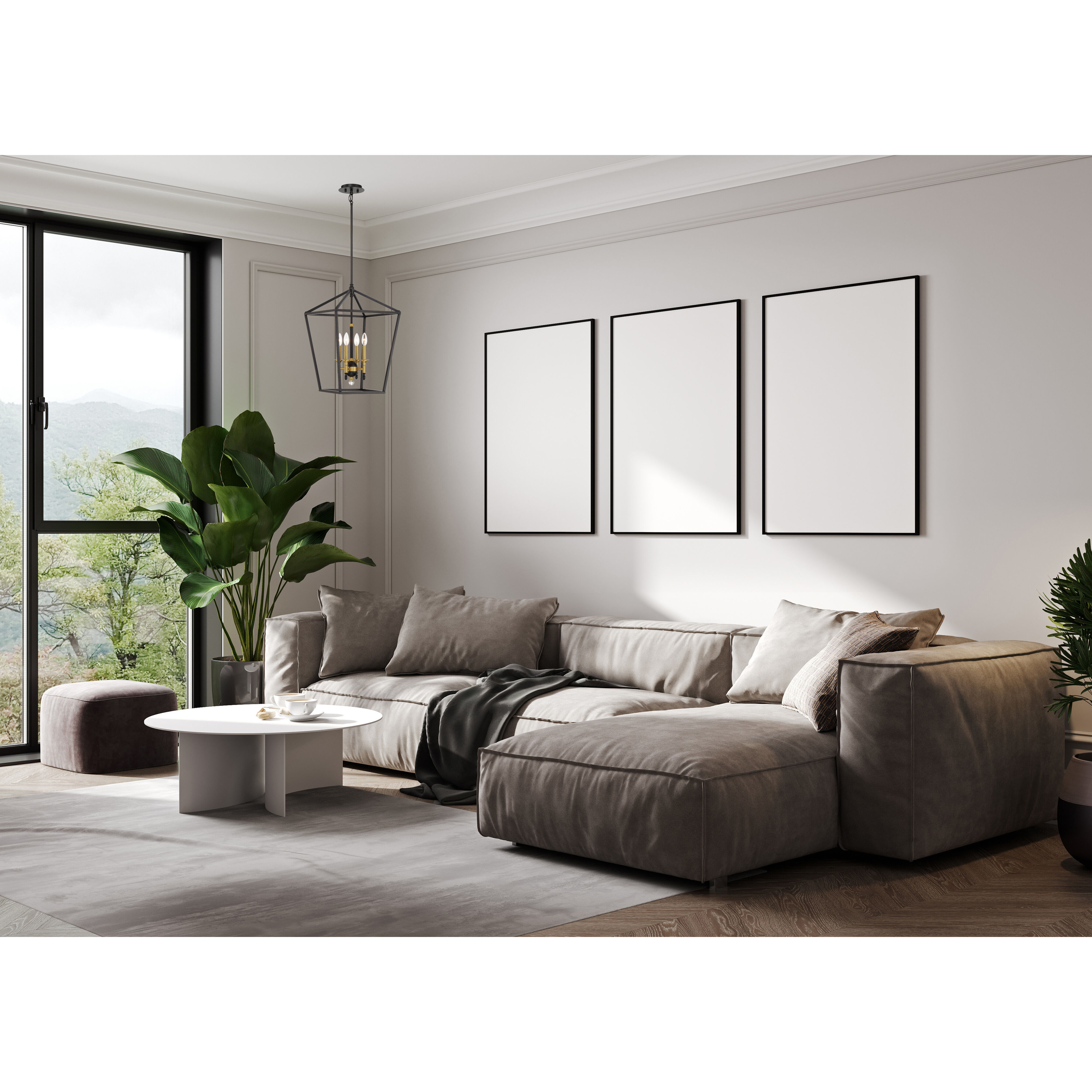 Townhall 4 Light 16 inch Coal/Soft Brass Pendant Ceiling Light