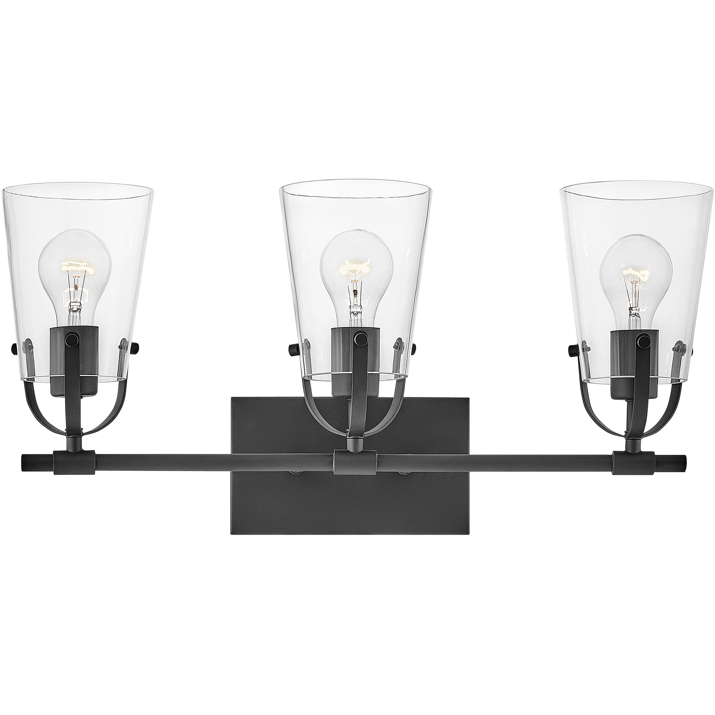 Foster 3 Light 22.75 inch Black Vanity Light Wall Light in Clear