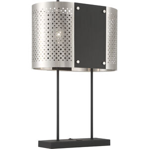 Noho 28 inch 100.00 watt Brushed Nickel W/ Sand Coal Table Lamp Portable Light