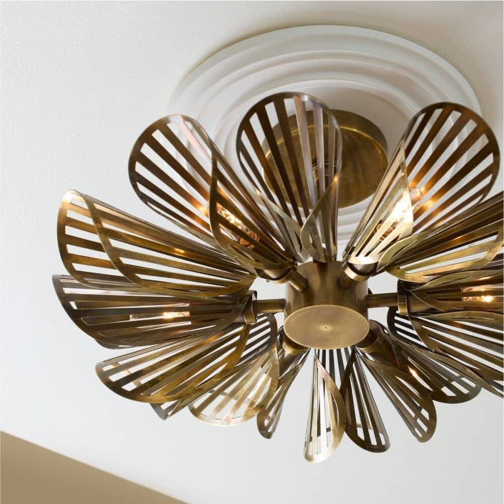 Francesca 12 Light 20 inch Vintage Brass Flush Mount Ceiling Light