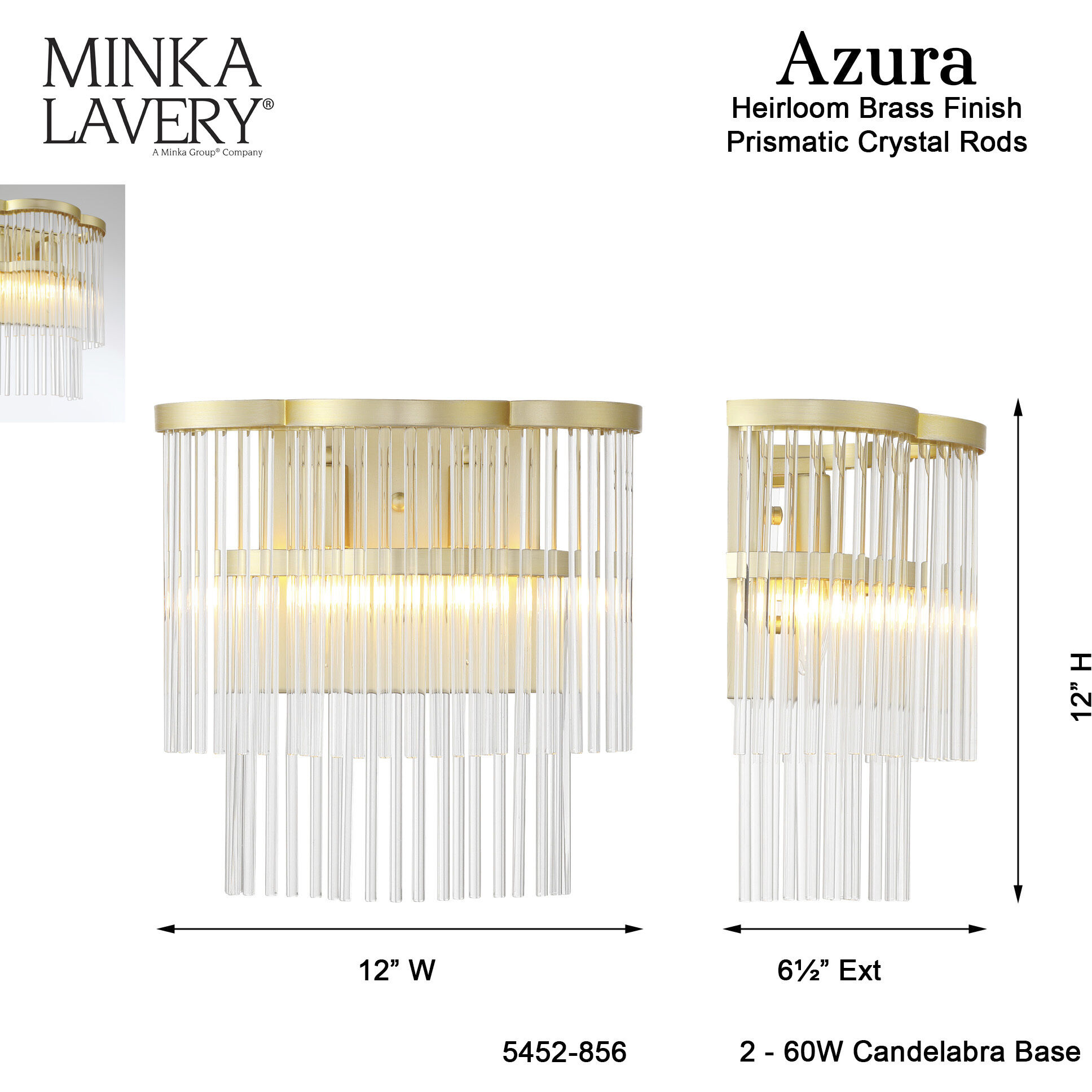 Azura 2 Light 12.13 inch Heirloom Brass Wall Sconce Wall Light