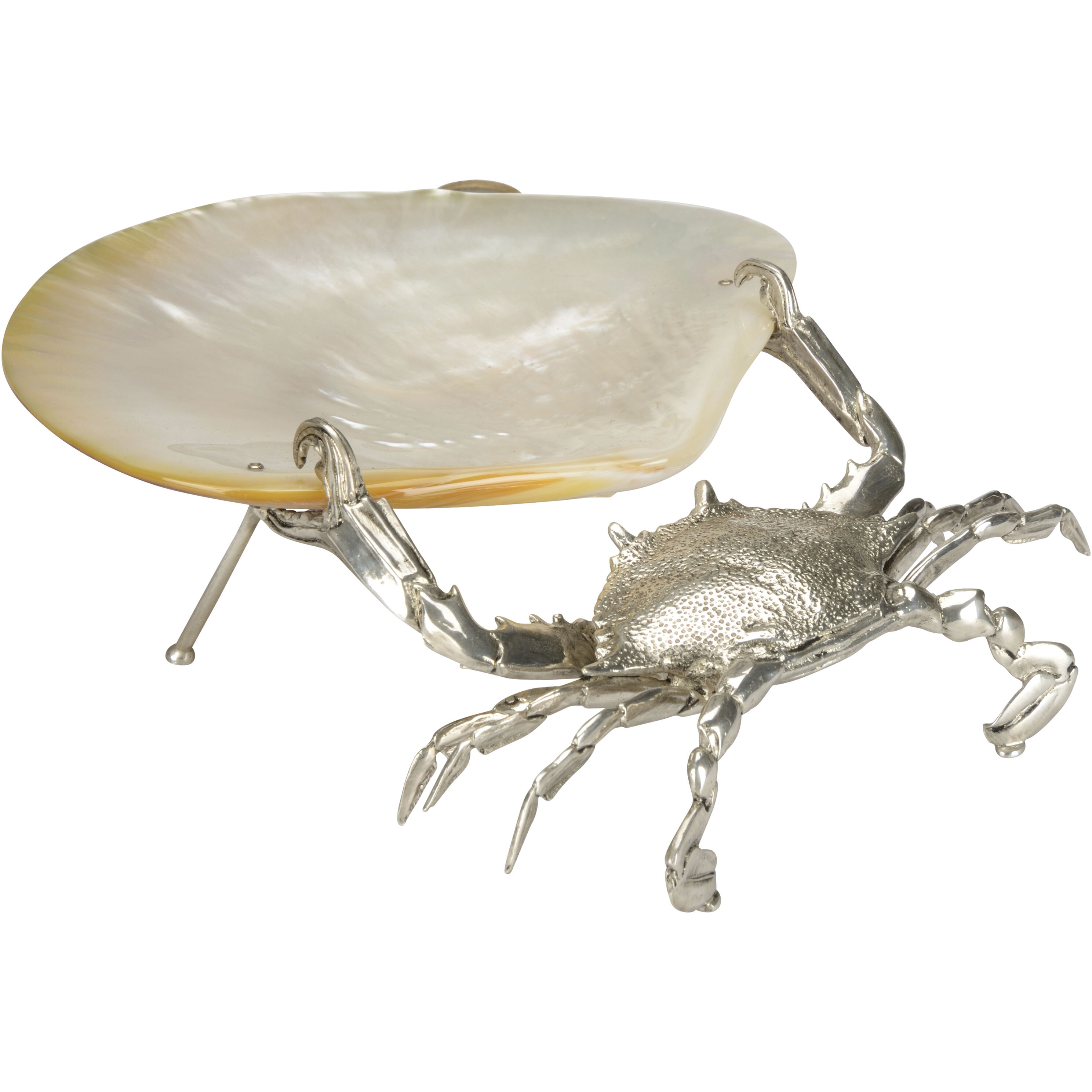 Foraging Crab Silver and White/Cream Decorative Object