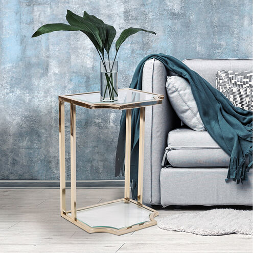 Scalloped Edge 23 X 15 inch Polished Gold Side Table