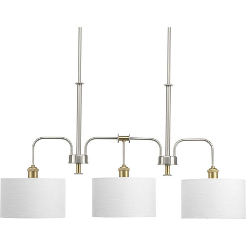 Cordin 3 Light 38 inch Brushed Nickel Linear Chandelier Ceiling Light, Design Series