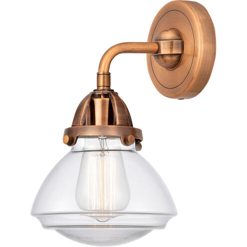 Nouveau 2 Olean 1 Light 7 inch Antique Copper Sconce Wall Light in Clear Glass