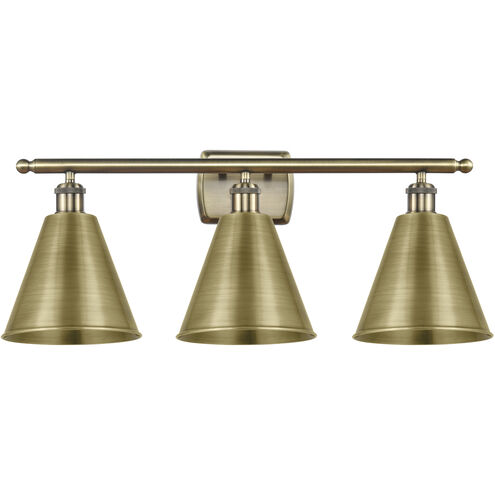 Ballston Cone 3 Light 28 inch Antique Brass Bath Vanity Light Wall Light