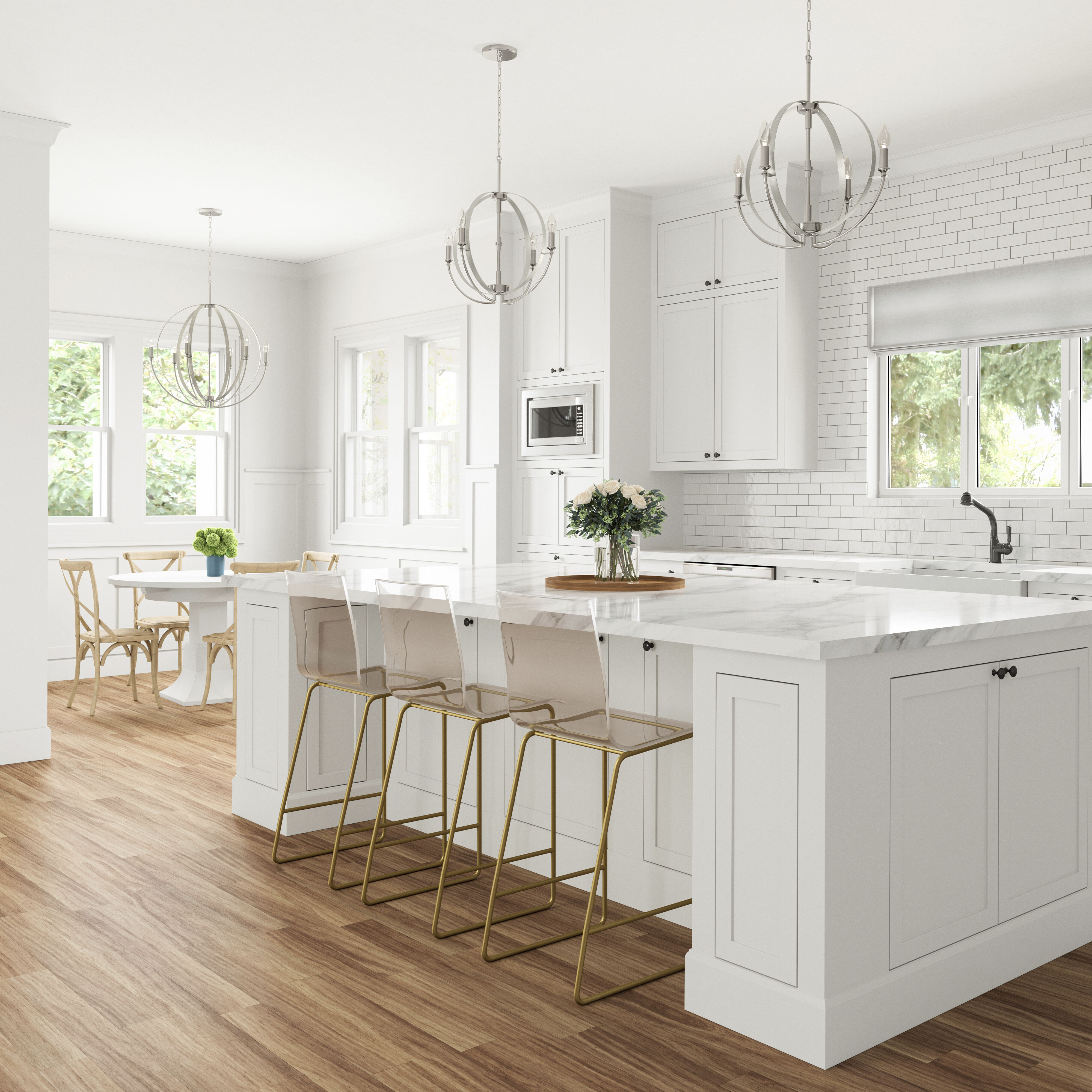 Rotunde 4 Light 18 inch Matte White Chandelier Ceiling Light