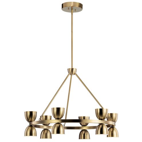 Baland LED 31 inch Brushed Natural Brass Chandelier Ceiling Light, 1 Tier Large