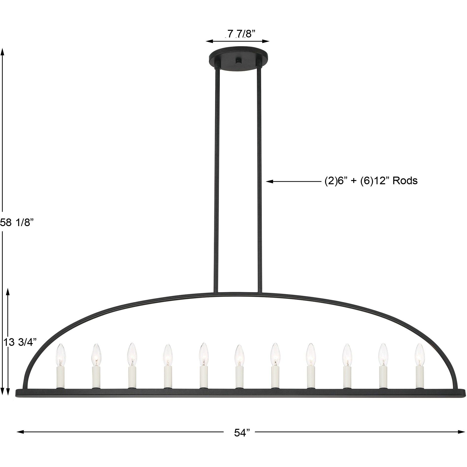 Abbott 11 Light 54 inch Black Chandelier Ceiling Light