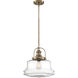 Basel 1 Light 14 inch Burnished Brass and Clear Pendant Ceiling Light