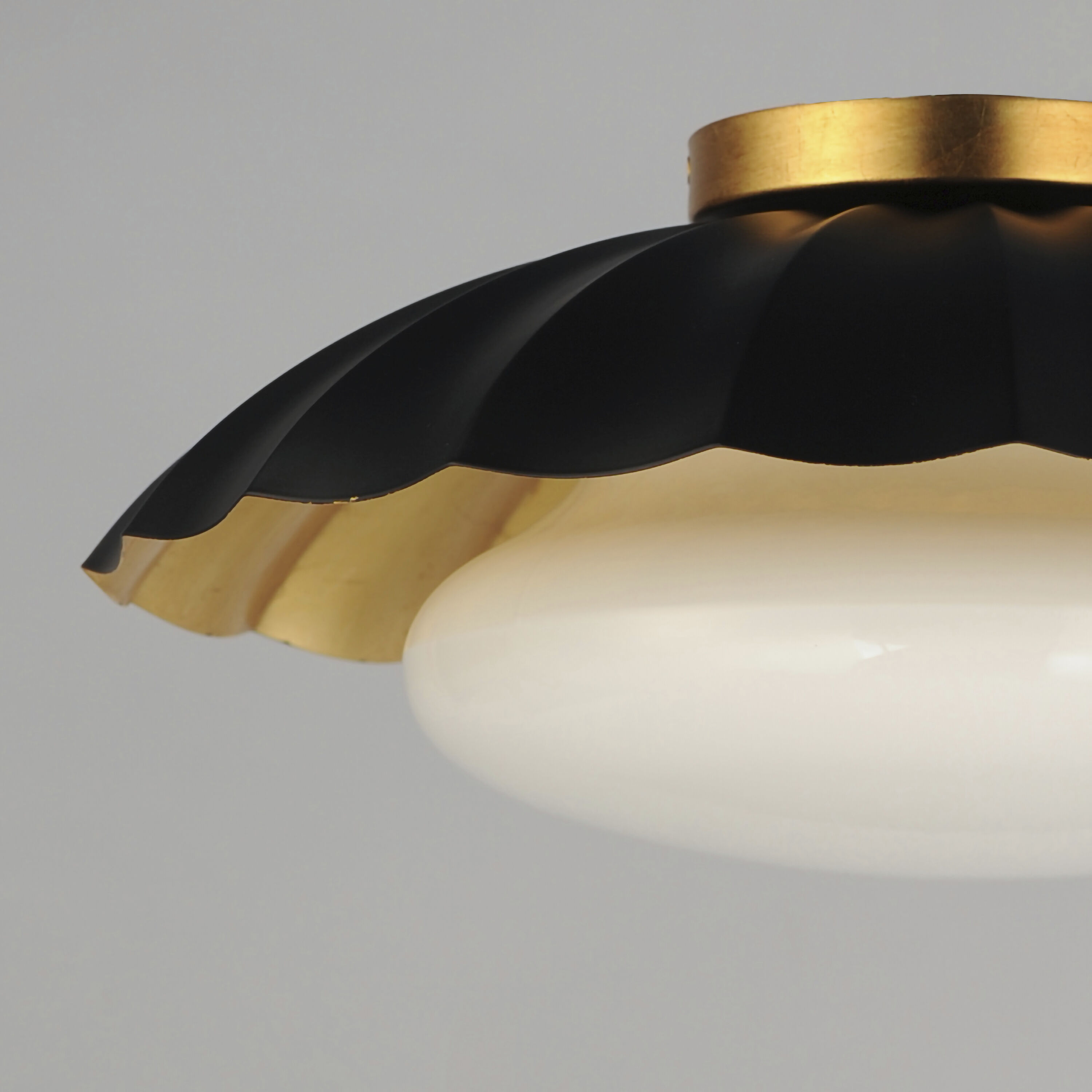 Primrose 1 Light 16 inch Black and Gold Leaf Flush Mount Ceiling Light
