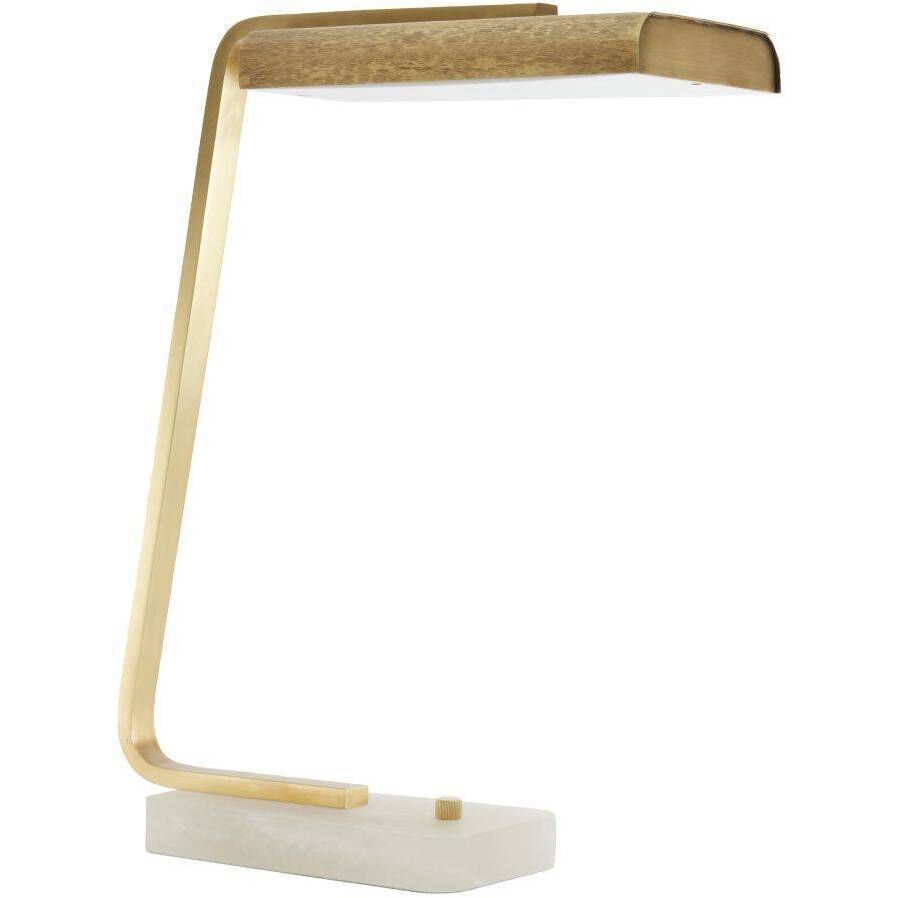 Genevieve 20.5 inch 10.00 watt Antique Brass and White Desk Lamp Portable Light