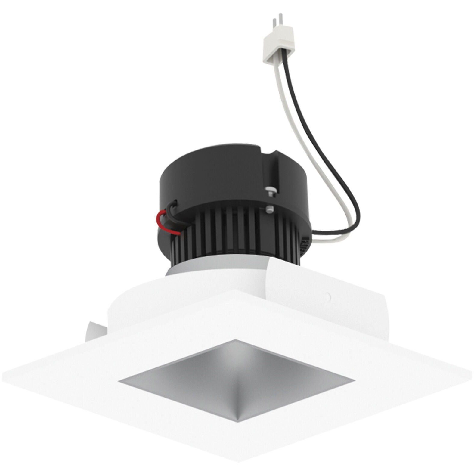 Pearl Haze Reflector / Bright White Flange LED Square Retrofit Reflector with Square Aperture in 3500K, Haze / Bright White, 4" Retrofit