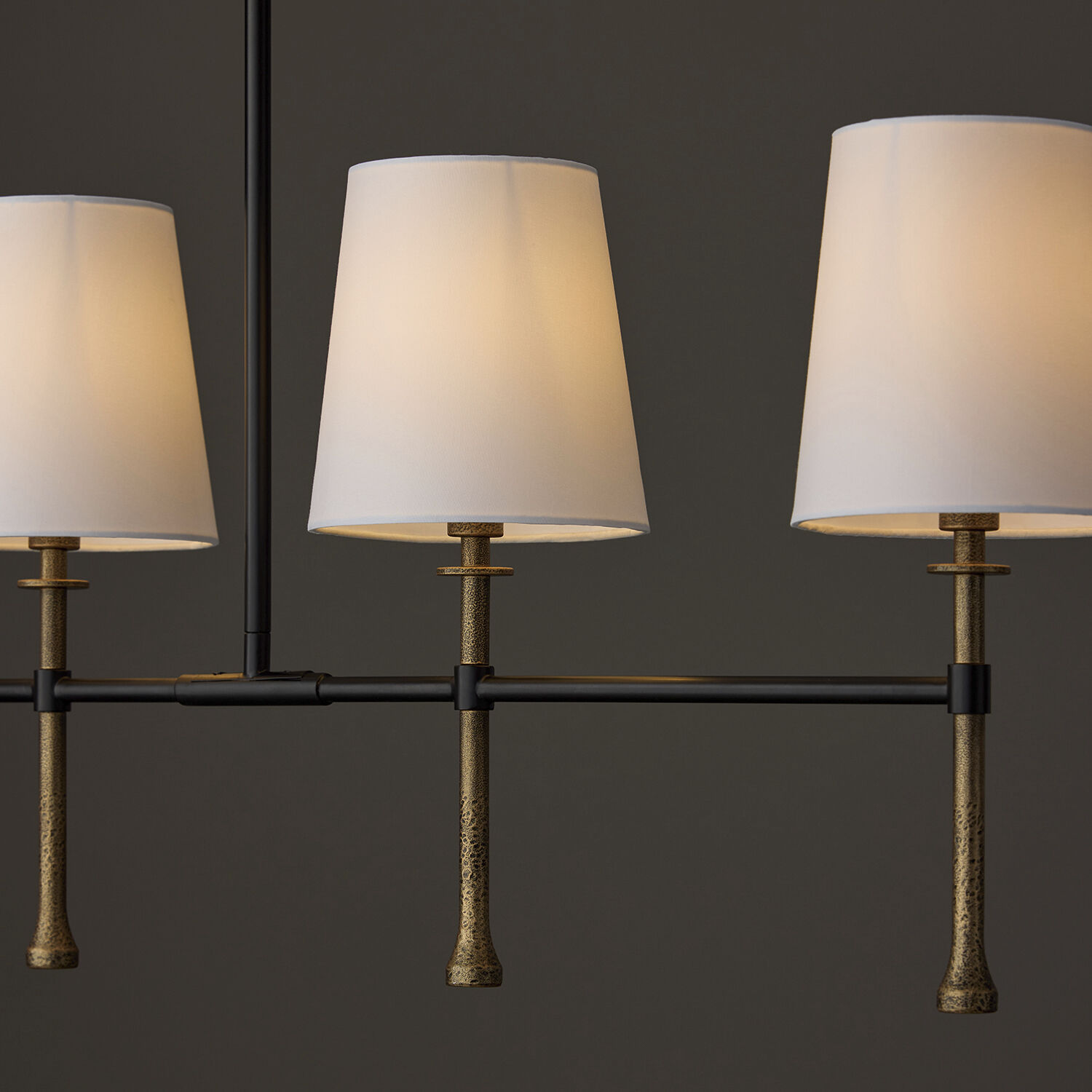 Hollis 5 Light 48 inch Matte Black with Hammered Gold Island Light Ceiling Light