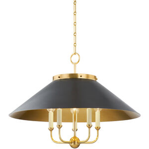 Clivedon 5 Light 27.5 inch Aged Brass and Distressed Bronze Chandelier Ceiling Light