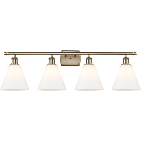 Ballston Ballston Cone LED 38 inch Antique Brass Bath Vanity Light Wall Light in Matte White Glass