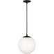 Leo - Hanging Globe 1 Light 10 inch Midnight Black Pendant Ceiling Light