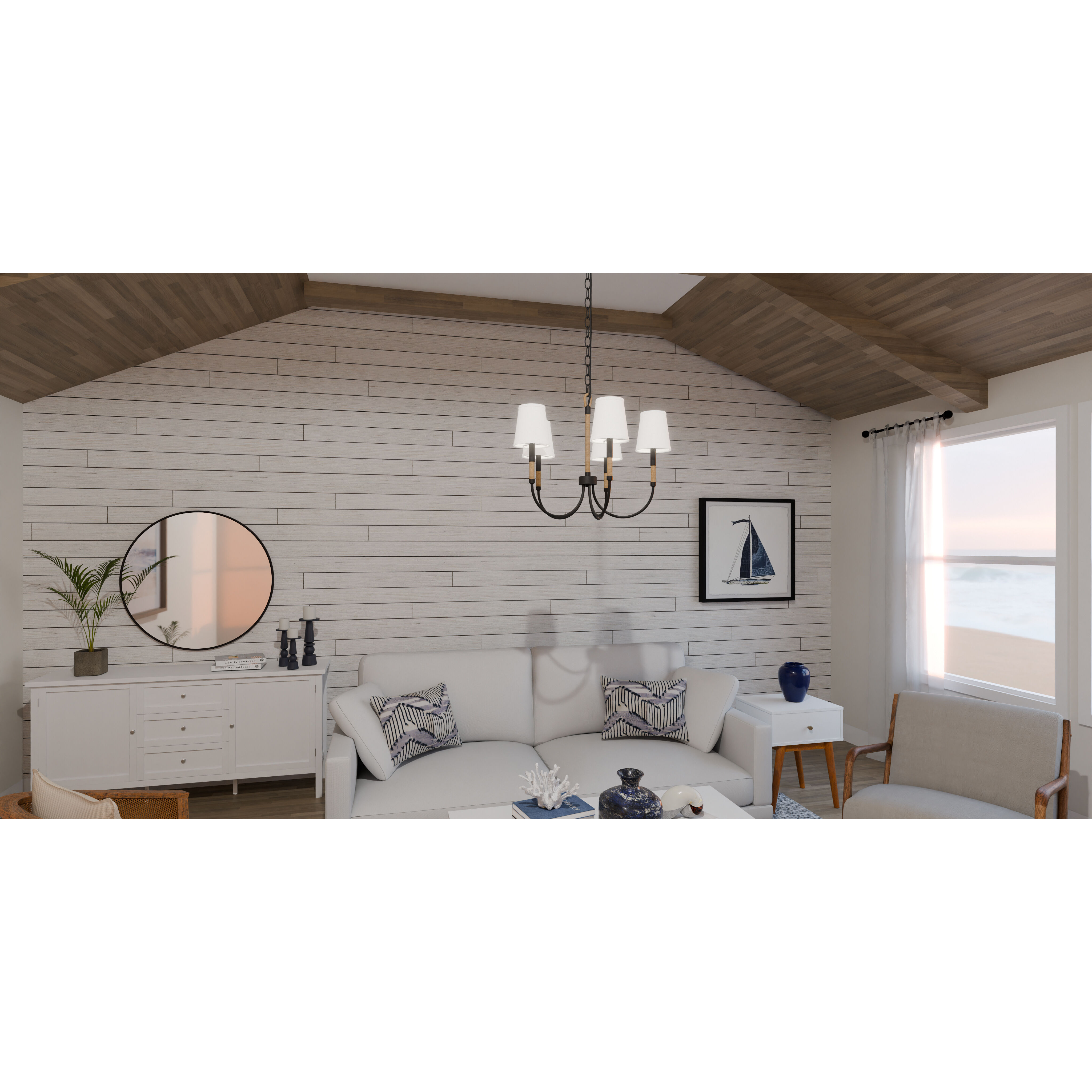 Bayside 5 Light 25 inch Matte Black Chandelier Ceiling Light