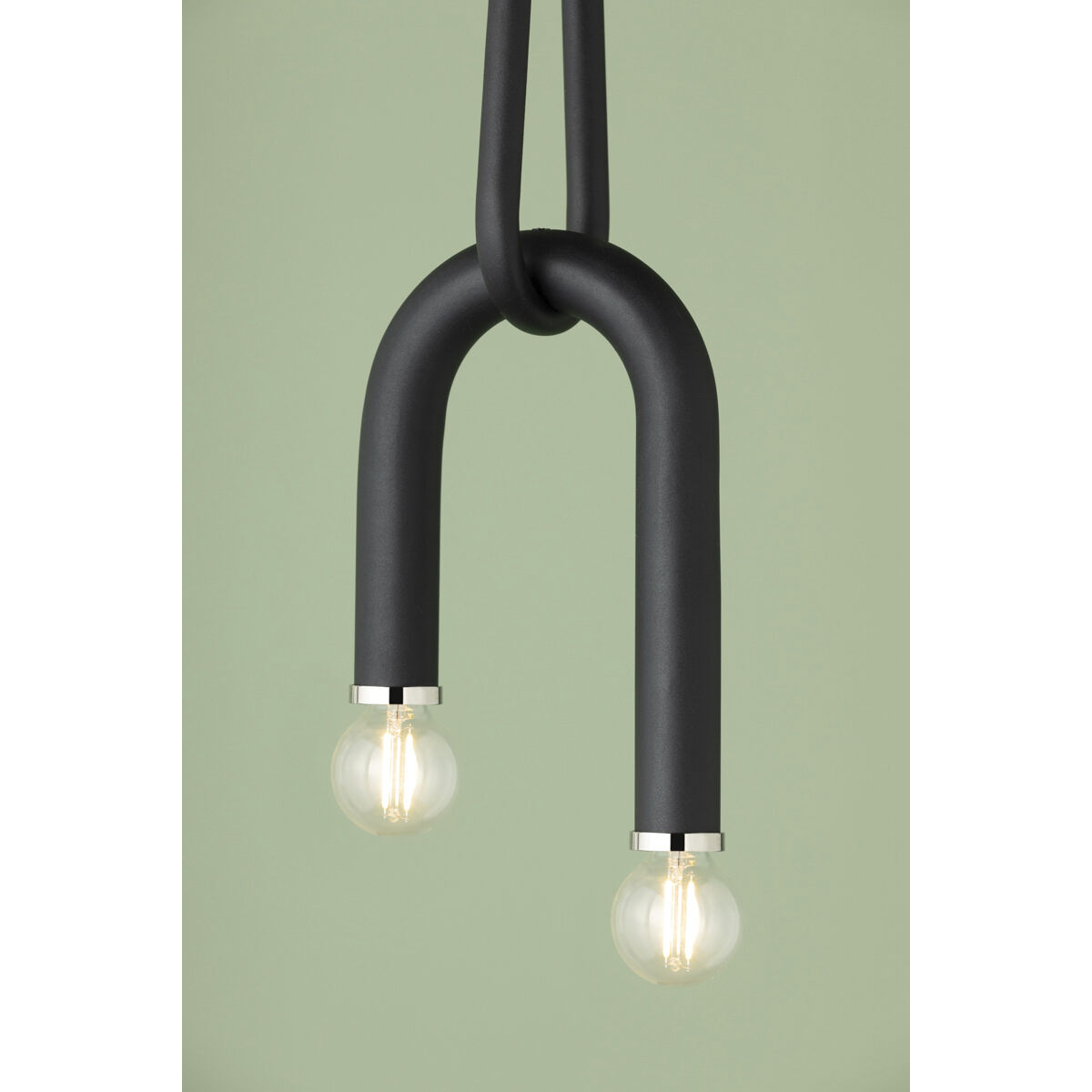 Whit 2 Light 7 inch Polished Nickel/Black Pendant Ceiling Light