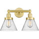 Cone 2 Light 15.5 inch Satin Gold Bath Vanity Light Wall Light in Seedy